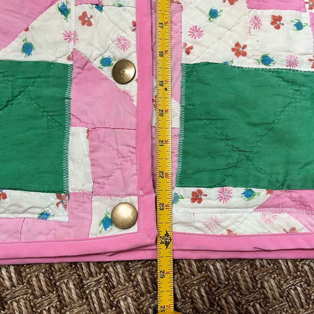 Handmade Patchwork Quilt Jacket Coat Pink Green Jacobs Ladder Medium - Picture 7 of 7